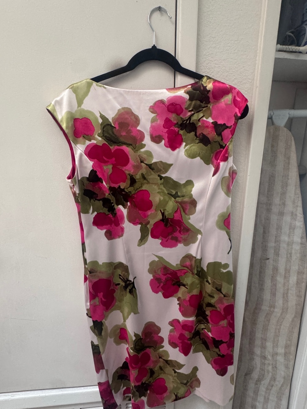 Evan Picone Pink and Olive Floral Asymmetrical Dress